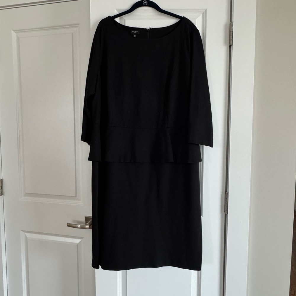 Talbots Black Midi Dress with Peplum Waist
